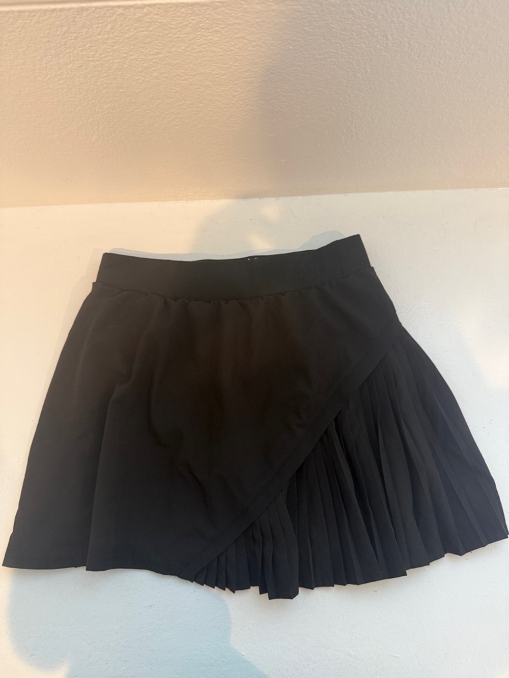 NUX Black Asymmetric Pleated Mini Skirt